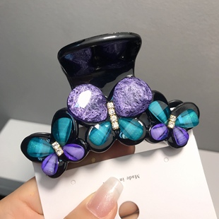 发夹抓夹【9cm】韩国进口琉璃花瓣中号鲨鱼夹公主头发饰高级感