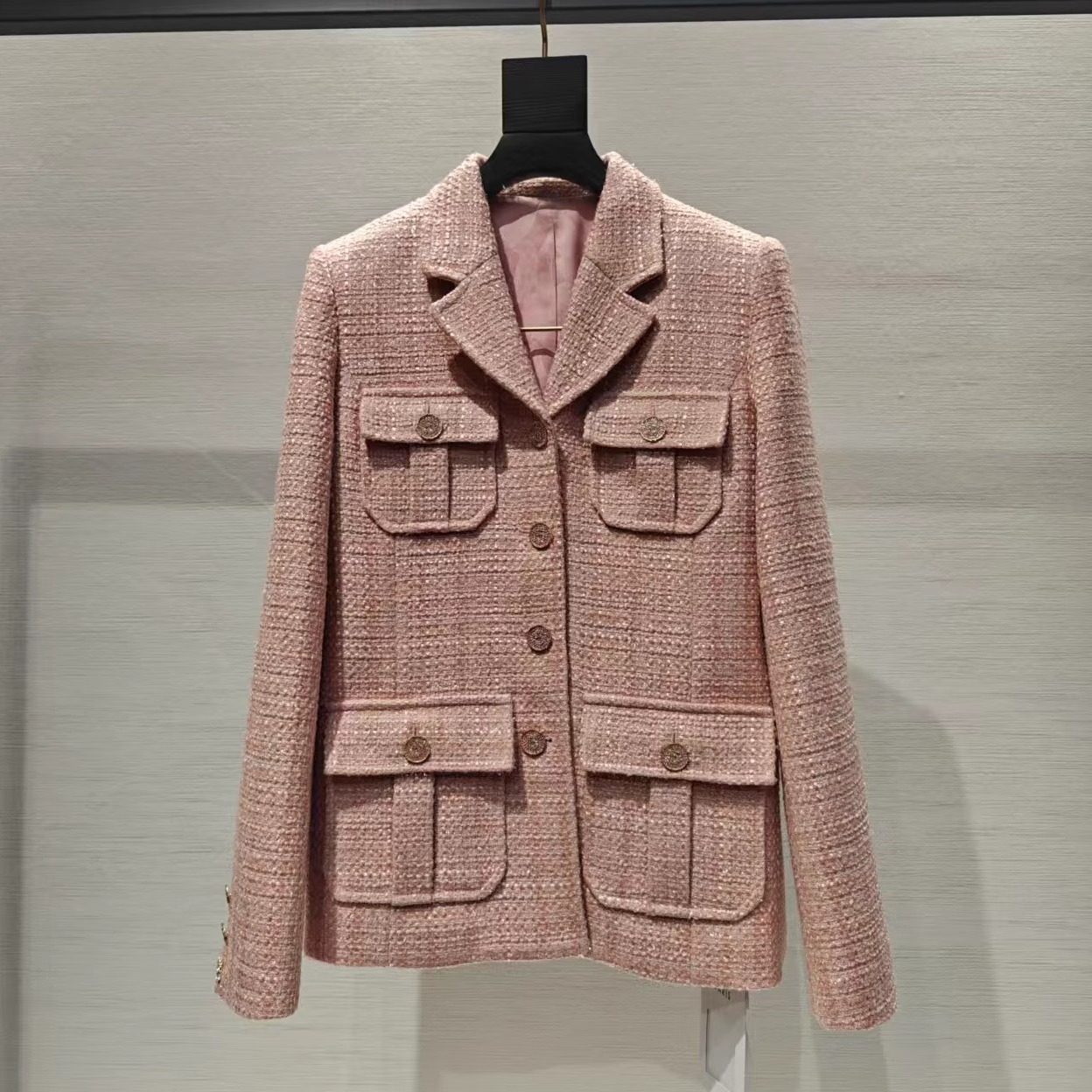 欧洲站2025年春季新款法式小香风工装风气质减龄翻领四口袋外套女