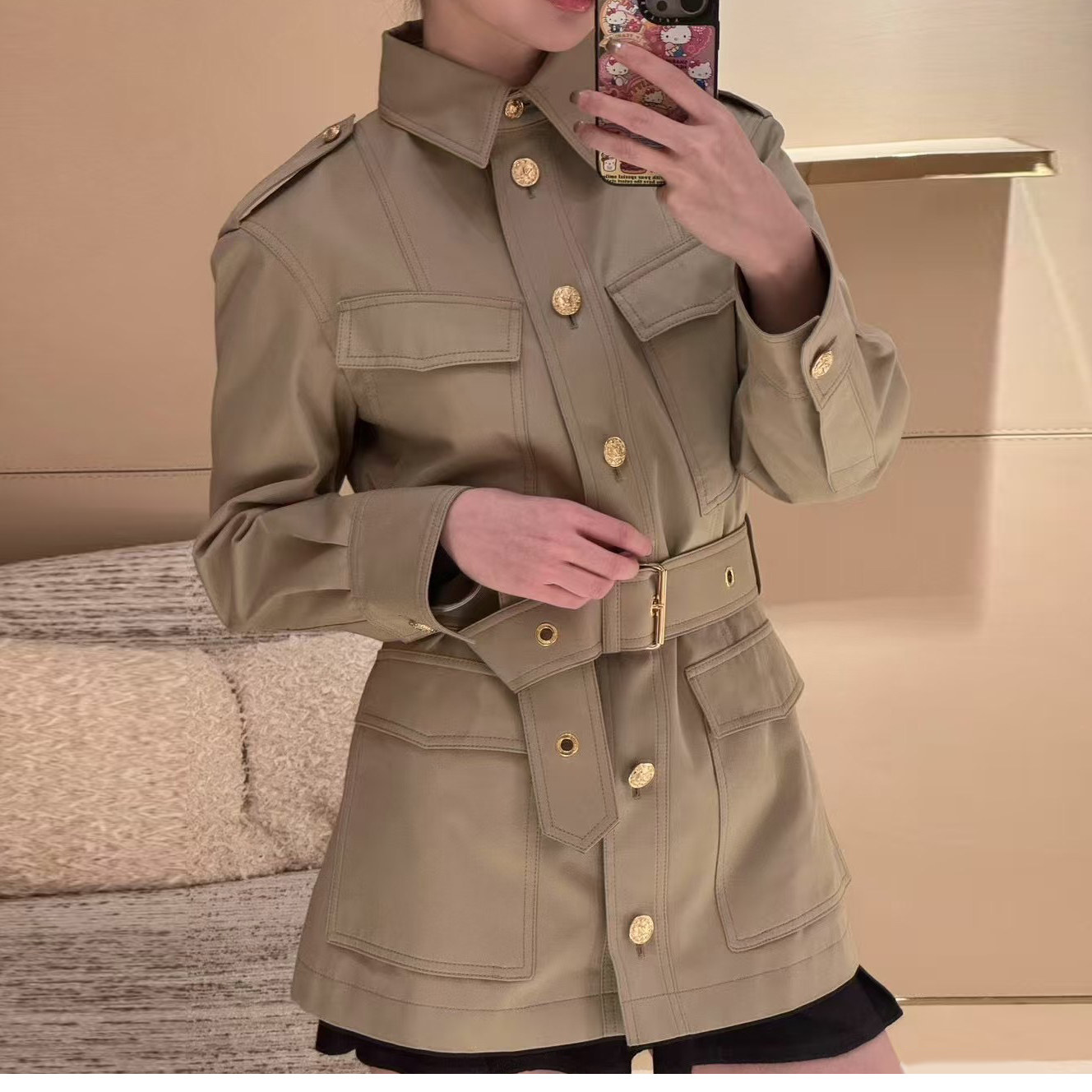 时尚复古高级感短款风衣夹克外套女小个子修身显瘦休闲简约上衣女