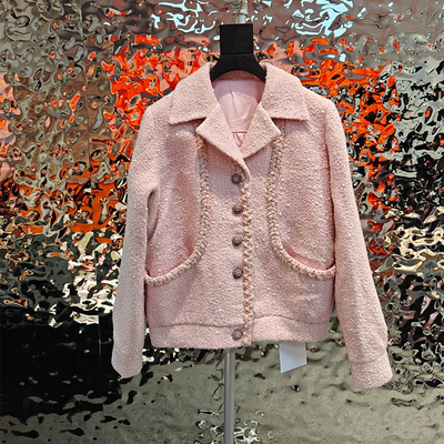 工厂店小香风短款粉色减龄外套女