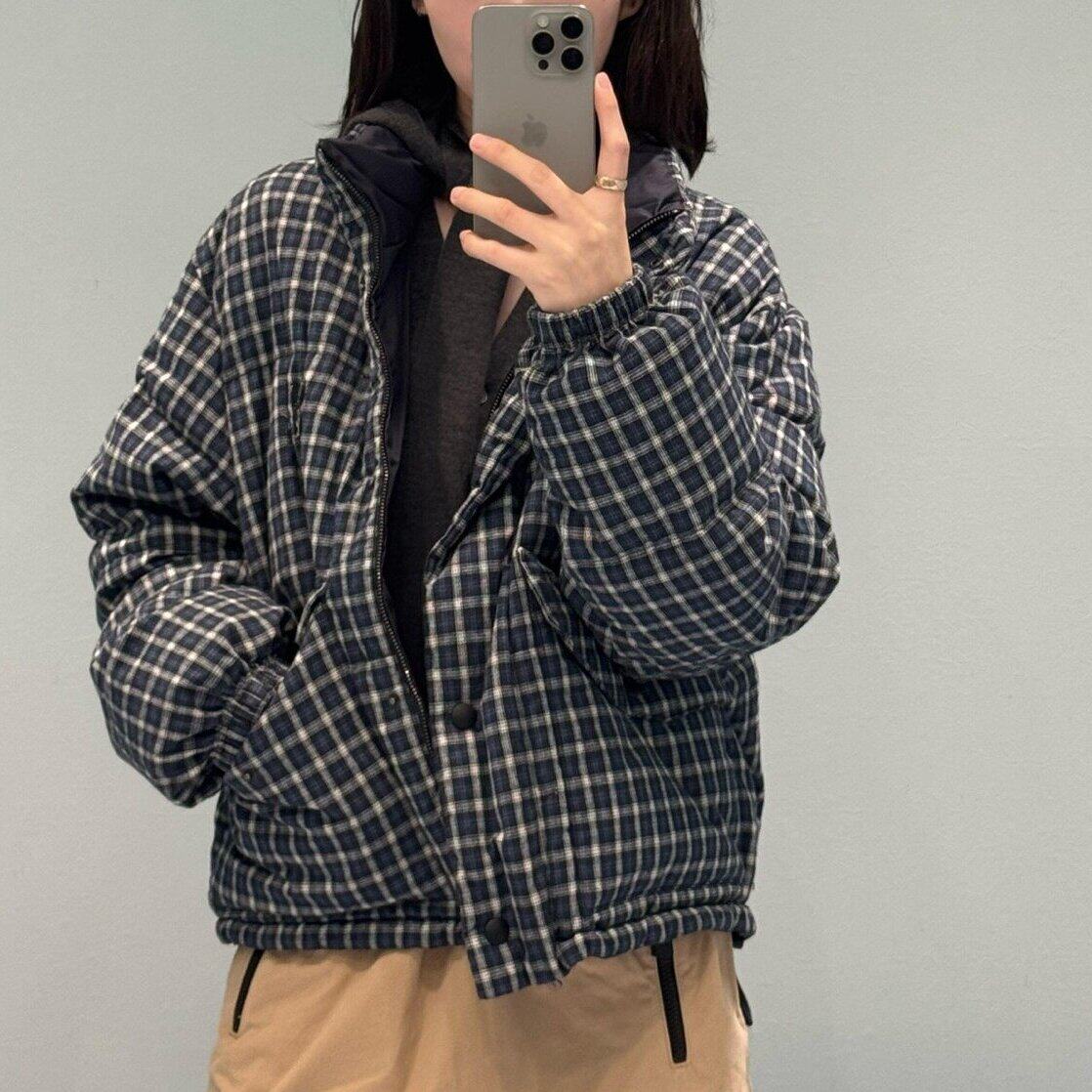 2026秋季学院风格纹羽绒服女短款双面穿百搭气质外套长袖上衣