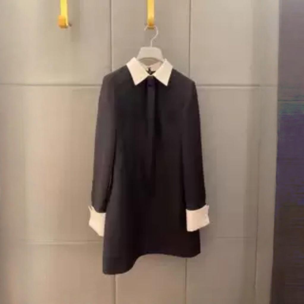 春夏法式轻熟风A型长袖连衣裙女.