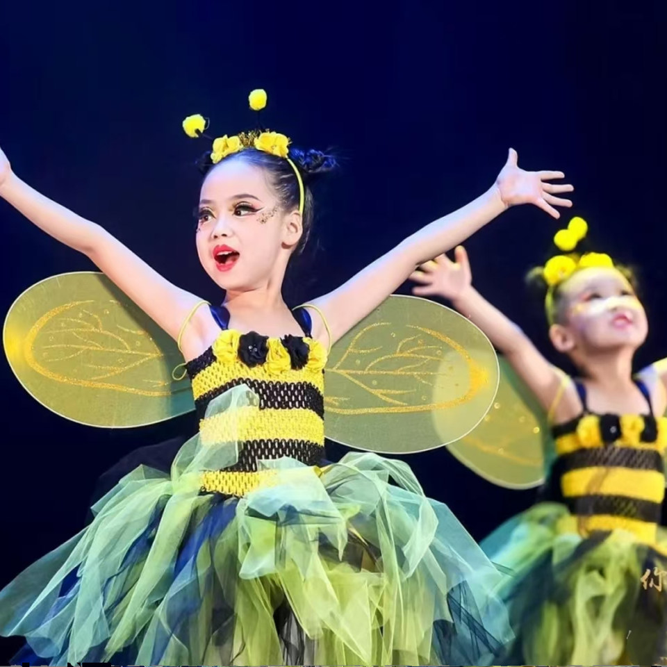 六一儿童勤劳的小蜜蜂表演服可爱小蜜蜂装扮女童萤火虫舞蹈演出服