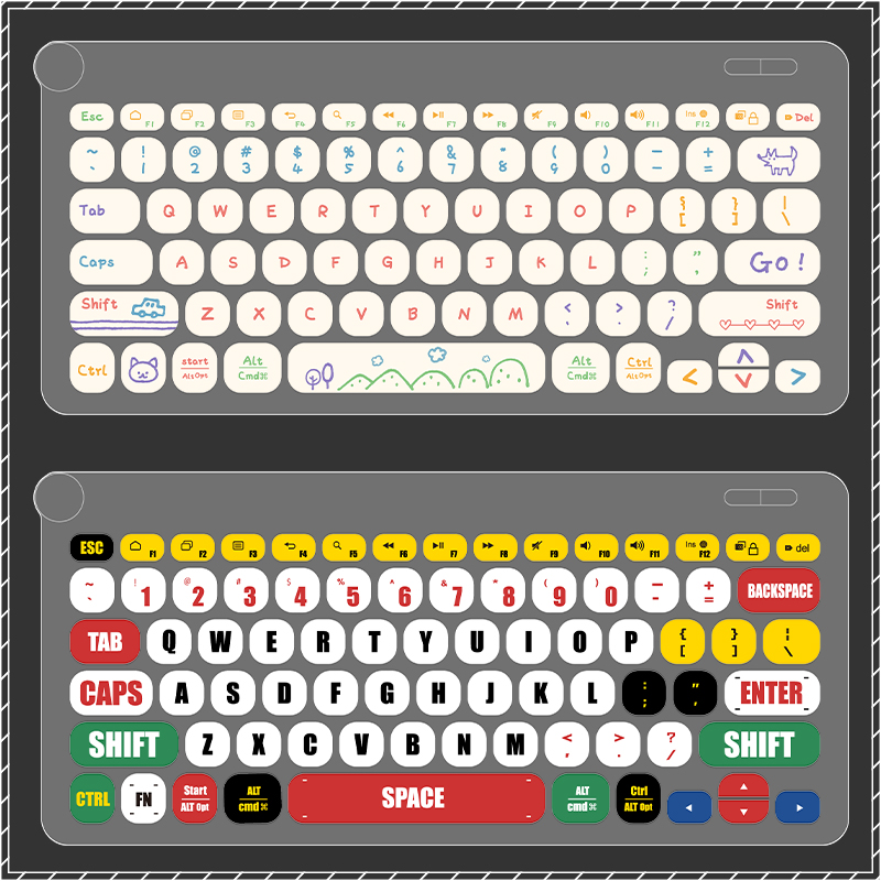 适用于罗技K480 K380无线蓝牙键盘保护贴膜大字母卡通女生粉色绿色个性定制