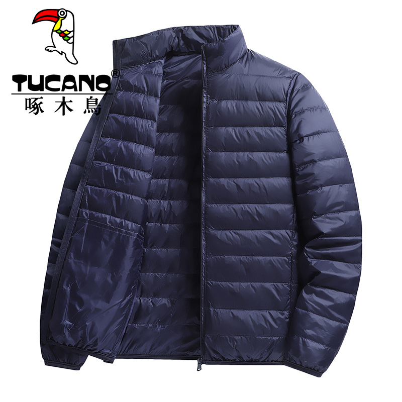 啄木鸟轻薄羽绒服男士立领秋冬季新款休闲户外潮流上衣90鸭绒外套