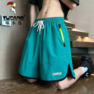 休闲宽松跑步运动青少年中裤 啄木鸟夏季 男速干冰丝短裤 五分裤 薄款