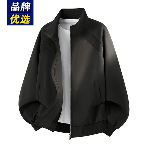 品牌优选短款解构外套男春秋季美式休闲教练复古立领飞行潮牌夹克