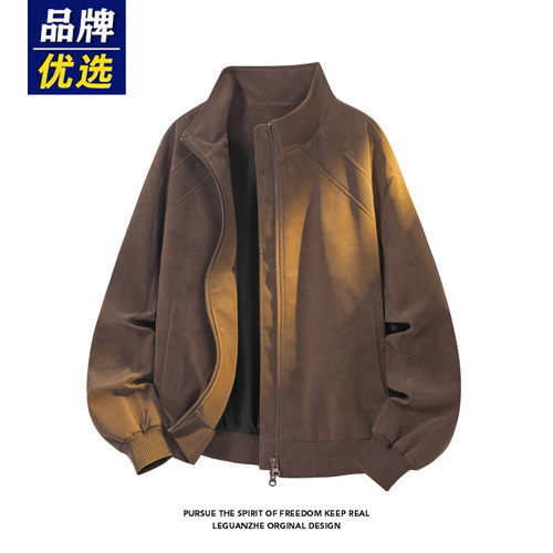 品牌优选美式复古皮衣外套男春秋季潮牌痞帅防风棒球服宽松pu夹克