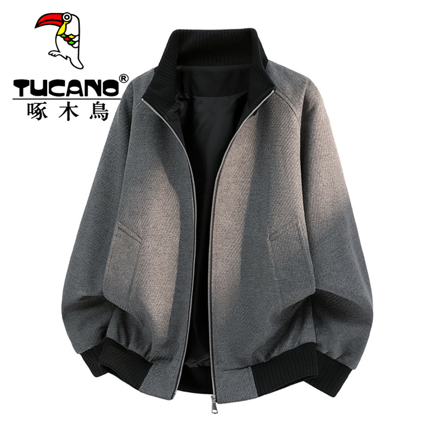 啄木鸟撞色立领夹克男春秋季新款美式复古宽松棒球服痞帅休闲外套