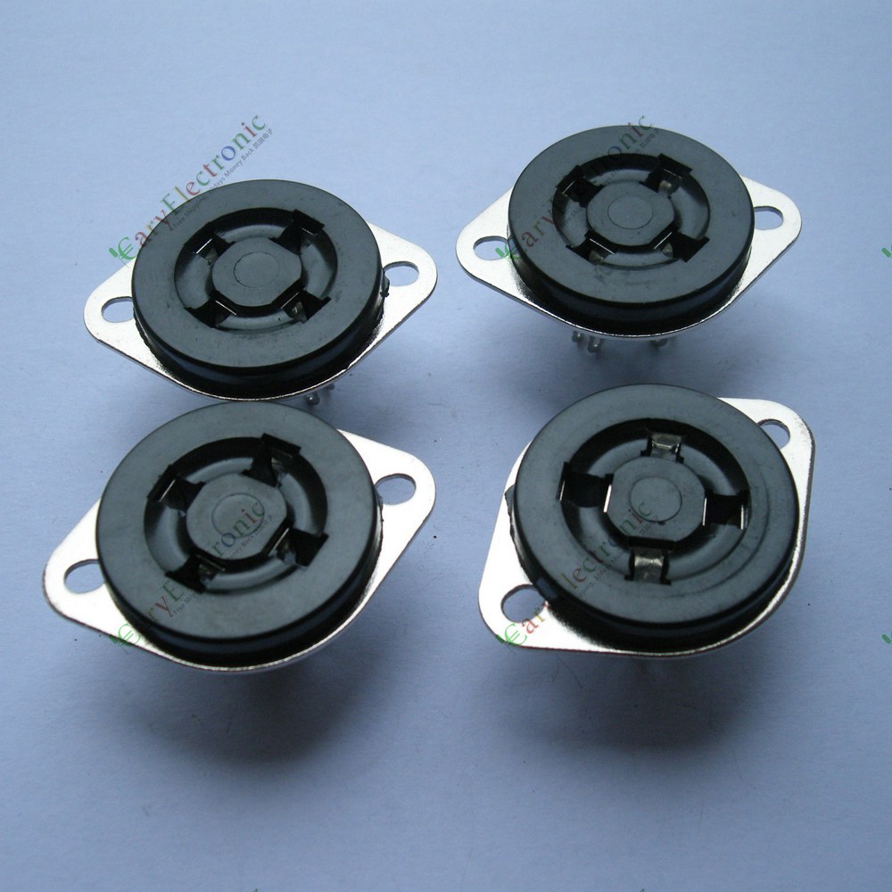 4脚电子管插座，电木镀银脚，安装孔距38mm，开孔直径29mm，适用于300B,2A3，811，572B,274A等电子管