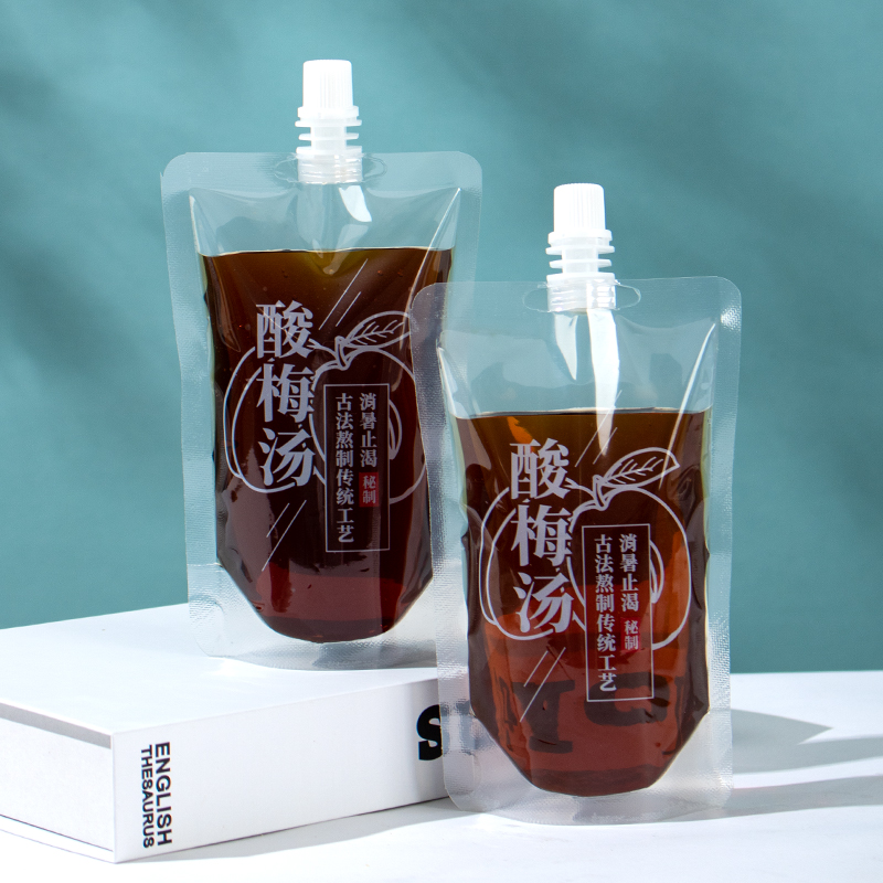酸梅汤打包袋自立吸嘴袋中药液体包装袋一次性果汁冷饮料袋汤药袋