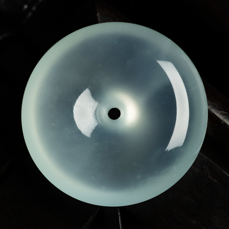 天然冰种翡翠平安扣吊坠高冰起光晴底玉石挂件男女款保平安玉坠