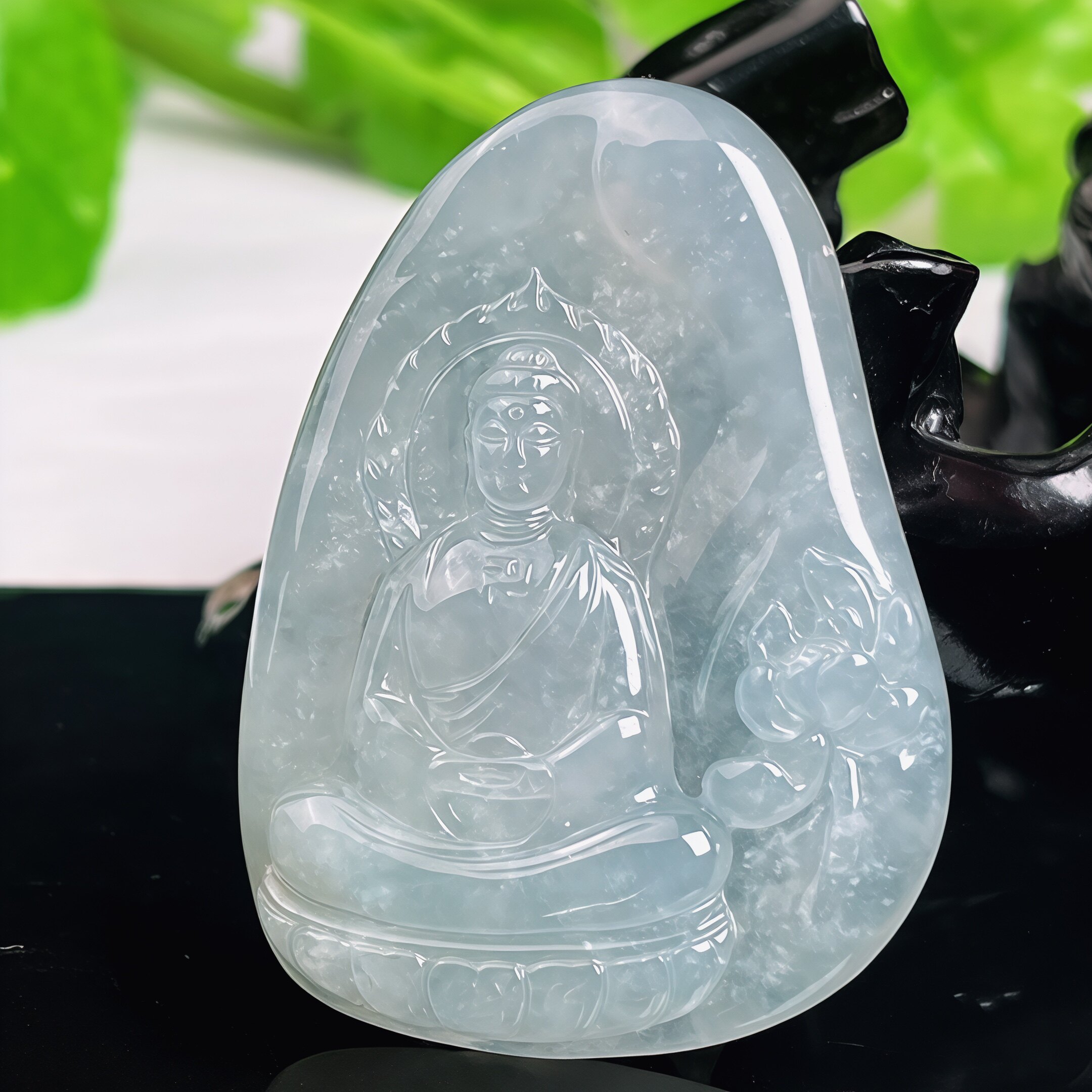 缅甸A货天然翡翠大日如来吊坠