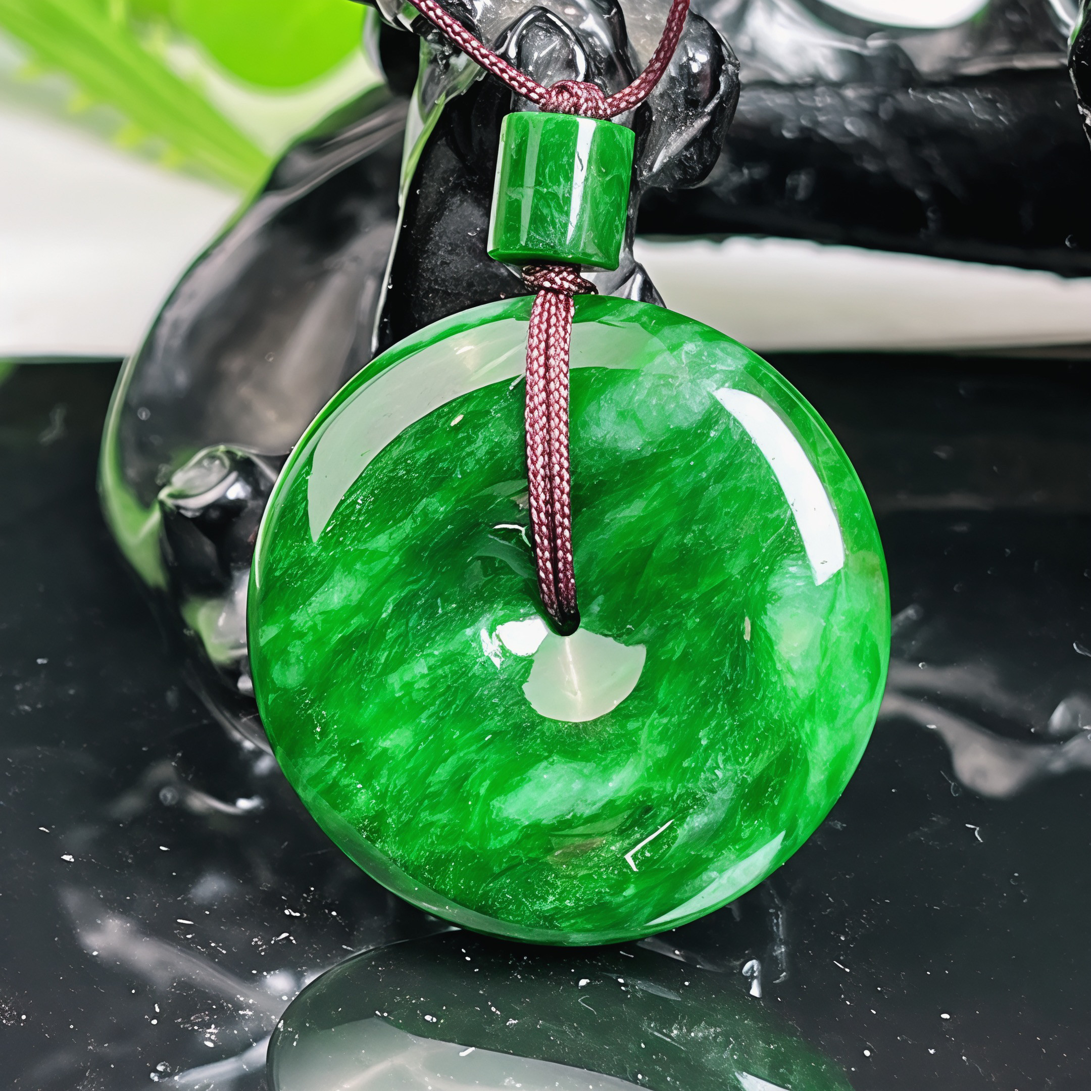 缅甸天然翡翠A货珠宝玉石带证书 老坑种阳绿辣色平安扣吊坠