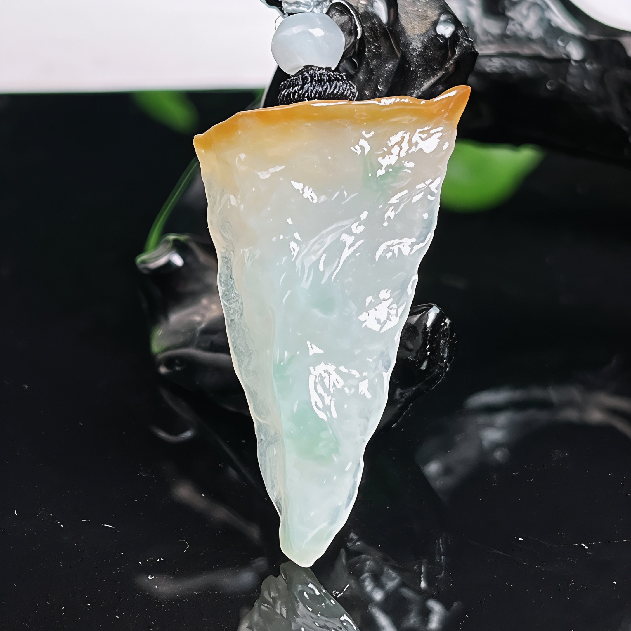 缅甸天然A货翡翠原石冰润黄翡精美时来运转吊坠