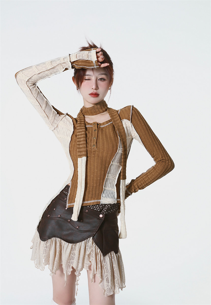 【现货】短裙女夏设计感小众千禧风辣妹一片式拼接朋克半身裙