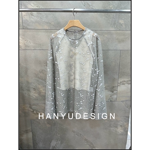 韩钰DESIGN 圆领蕾丝打底衫 26早春新款 透视袖 女 时尚