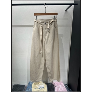 卡其色宽松高腰系带阔腿裤 26早春新款 女 韩钰DESIGN