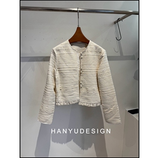 小香风重工珍珠扣粗花呢短外套 26早春新款 韩钰DESIGN