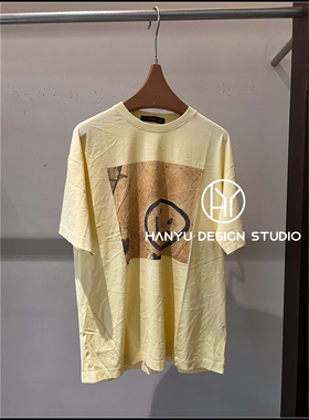 【韩钰DESIGN】26夏季新款 黄色休闲风笑脸印花短袖T恤女
