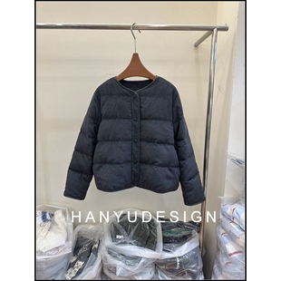 横排羊毛呢子90白鹅绒服羽绒服女 净版 韩钰DESIGN