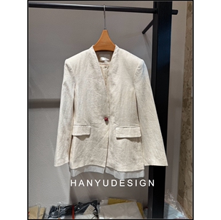 100%亚麻极简风V领西装 26早春新款 外套女 韩钰DESIGN
