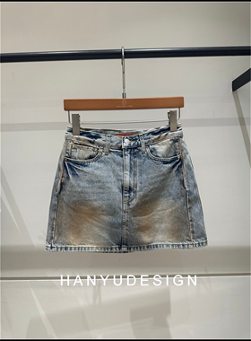 【韩钰DESIGN】26夏季新款 高腰显瘦晕染牛仔半身裙女