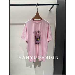 粉色卡通企鹅印花短袖 26早春新款 T恤女 韩钰DESIGN
