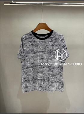 【韩钰DESIGN】26夏季新款 灰色复古风扎染圆领短袖T恤女