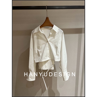 设计感翻领系带收腰衬衫 26早春新款 女 韩钰DESIGN