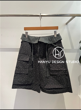 【韩钰DESIGN】26夏季新款 工装风松紧腰抽绳波点五分裤女
