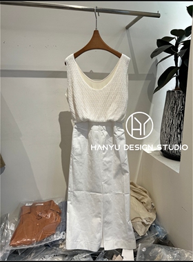 【韩钰DESIGN】26夏季新款 简约高智感白色无袖连衣裙女