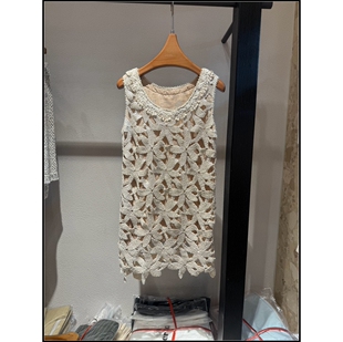 100%苎麻法式 26早春新款 钩花蕾丝连衣裙女 韩钰DESIGN