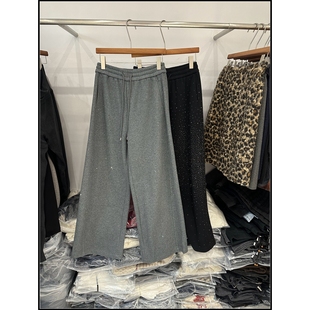 女慵懒垂感直筒休闲裤 极简风松紧腰抽绳阔腿裤 韩钰DESIGN