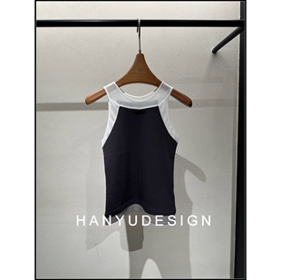 极简风黑色拼接气质无袖 26早春新款 背心女 韩钰DESIGN