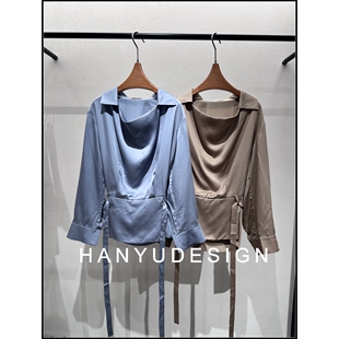 衬衫 100%天丝轻熟风荡领飘带长袖 26早春新款 女 韩钰DESIGN