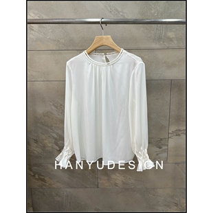 韩钰DESIGN 衬衫 26早春新款 宽松白色喇叭袖 女 桑蚕丝韩版