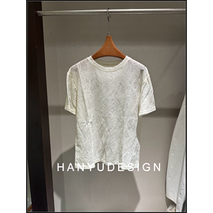 【韩钰DESIGN】26早春新款 羊毛浪漫蕾丝风白色短袖T恤女
