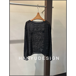 极简风黑色细闪微透针织衫 26早春新款 女 韩钰DESIGN