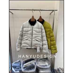 精致花边圆领绗线蚕丝两面穿90白鹅绒服羽绒服女 韩钰DESIGN