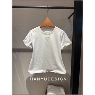纯棉简约白色圆领短袖 26早春新款 T恤女 韩钰DESIGN