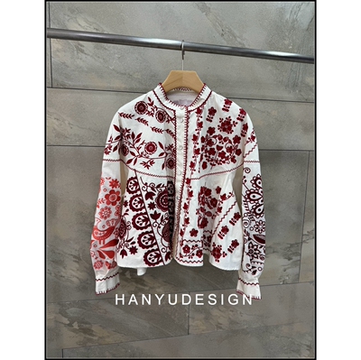【韩钰DESIGN】26早春新款 民族风重工刺绣印花圆领短外套女