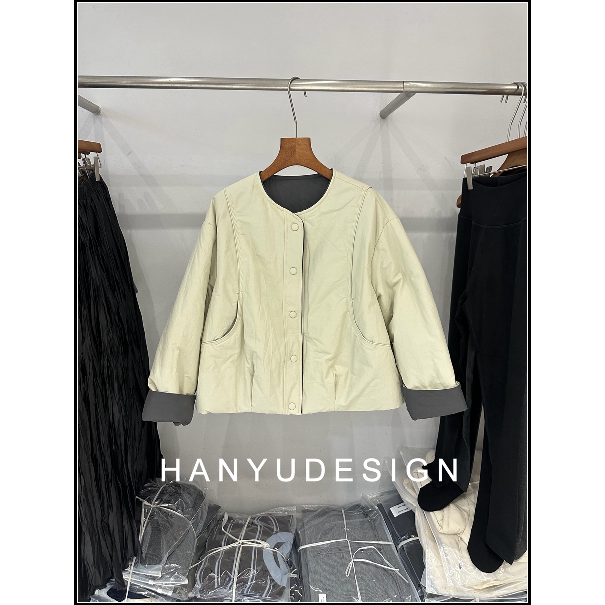 韩钰DESIGN小圆领夹克短外套