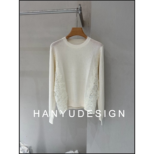 针织衫 极简风白色圆领长袖 26早春新款 女 韩钰DESIGN