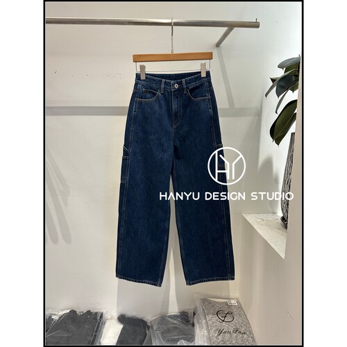 【韩钰DESIGN】26秋季新款 韩式休闲风高腰直筒牛仔裤女