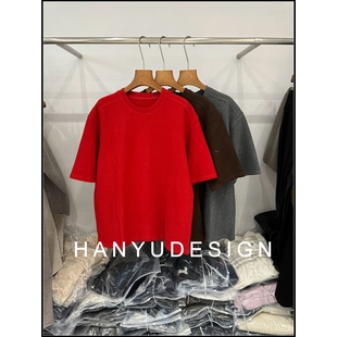 宽松通勤加厚T恤女 简约圆领短袖 韩钰DESIGN