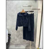 套装 纯色绒面连帽拉链短外套垂感阔腿裤 韩钰DESIGN 时尚