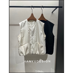 松弛感极简风圆领拉链无袖 26早春新款 马甲女 韩钰DESIGN