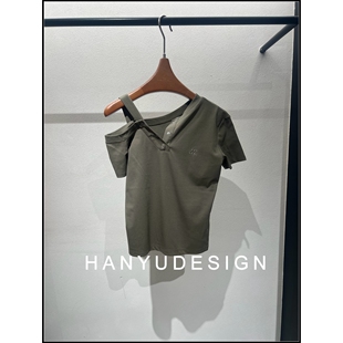 设计感不对称扭结短袖 26早春新款 T恤女 韩钰DESIGN