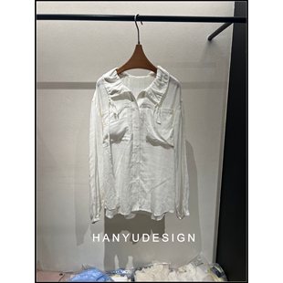 亚麻极简风白色翻领衬衫 26早春新款 女 韩钰DESIGN